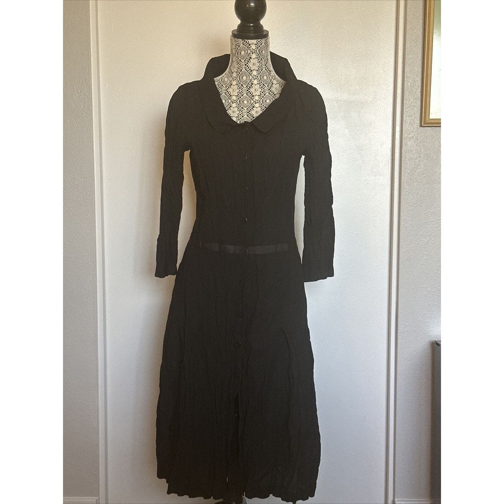 RODIKA ZANIAN Paris BlackButton Down Dress Sz 40 EUC!